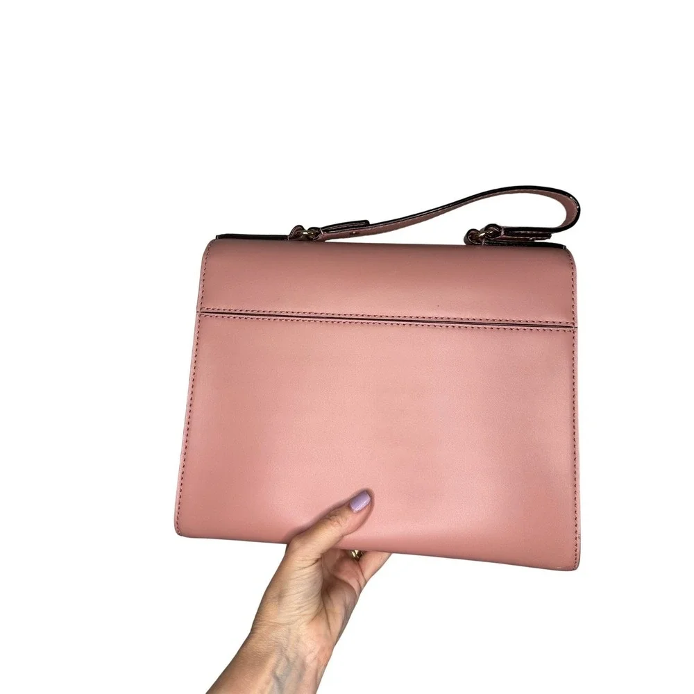 Kate Spade New York Pink Leather Satchel Handbag Turn‎ Lock Gold Accents